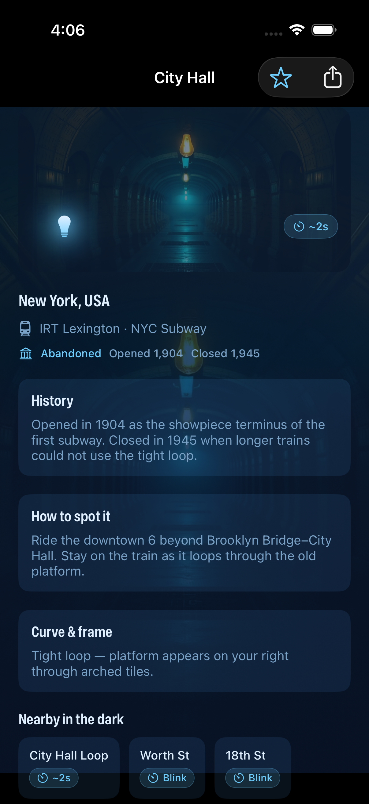 Station detail with history and spotting tips